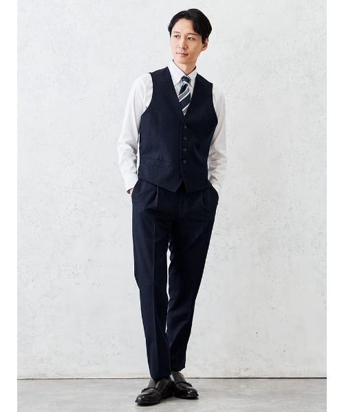 シルクネップ ホームスパンベスト グレー/ブラウン/ネイビー（スーツ