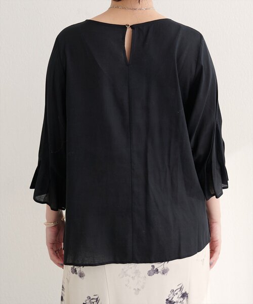 natural couture(ナチュラルクチュール)の「【WEB限定】麻レーヨンタック袖ブラウス(シャツ/ブラウス・レディース・オレンジ/その他1/アイボリー/サックスブルー/ブラック・FREE)」の10枚目の写真