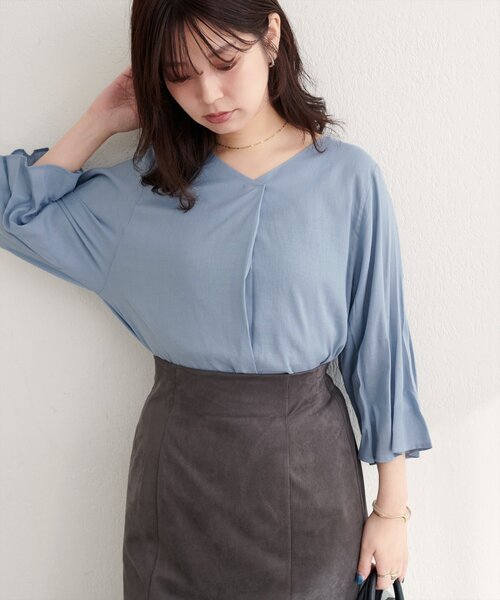 natural couture(ナチュラルクチュール)の「【WEB限定】麻レーヨンタック袖ブラウス(シャツ/ブラウス・レディース・オレンジ/その他1/アイボリー/サックスブルー/ブラック・FREE)」の20枚目の写真