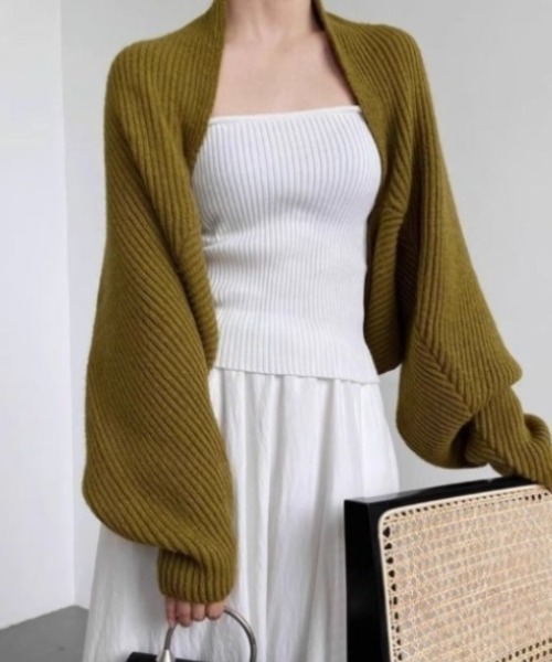yuue' ( wear )(ユーイ)の「ショートボレロカーディガン(カーディガン/ボレロ・レディース・カーキ/グレー/アイボリー/ブラック・FREE)」の4枚目の写真