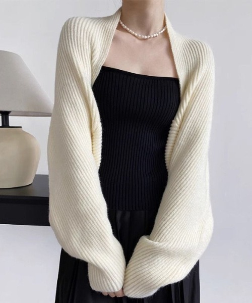 yuue' ( wear )(ユーイ)の「ショートボレロカーディガン(カーディガン/ボレロ・レディース・カーキ/グレー/アイボリー/ブラック・FREE)」の10枚目の写真