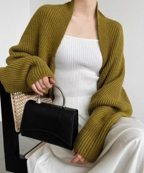 yuue' ( wear )(ユーイ)の「ショートボレロカーディガン(カーディガン/ボレロ・レディース・カーキ/グレー/アイボリー/ブラック・FREE)」の13枚目の写真