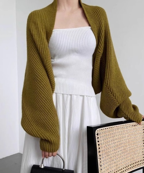 yuue' ( wear )(ユーイ)の「ショートボレロカーディガン(カーディガン/ボレロ・レディース・カーキ/グレー/アイボリー/ブラック・FREE)」の15枚目の写真