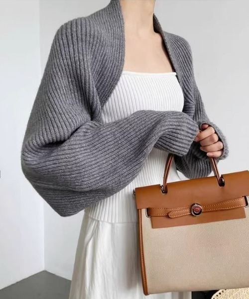yuue' ( wear )(ユーイ)の「ショートボレロカーディガン(カーディガン/ボレロ・レディース・カーキ/グレー/アイボリー/ブラック・FREE)」の19枚目の写真