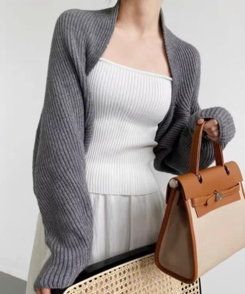 yuue' ( wear )(ユーイ)の「ショートボレロカーディガン(カーディガン/ボレロ・レディース・カーキ/グレー/アイボリー/ブラック・FREE)」の18枚目の写真