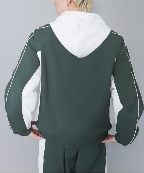 SPINNS（スピンズ）の「【セットアップ対応】短丈ナイロンジャケット/エンブレム刺繍ロゴ/配色切替（ブルゾン・メンズ・ホワイト/ブラック/ネイビー/グリーン/ワイン・ONESIZE）」の18枚目の写真