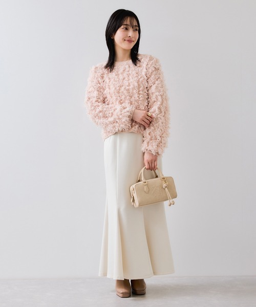 VIS（ビス）の「リボンヤーンフリンジニットプルオーバー（ニット/セーター・レディース・オフホワイト/チャコールグレー/ピンク系その他2・FREE）」の10枚目の写真