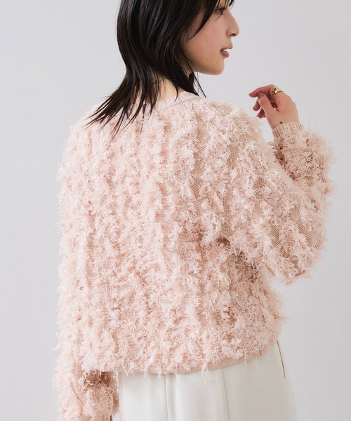 VIS（ビス）の「リボンヤーンフリンジニットプルオーバー（ニット/セーター・レディース・オフホワイト/チャコールグレー/ピンク系その他2・FREE）」の11枚目の写真