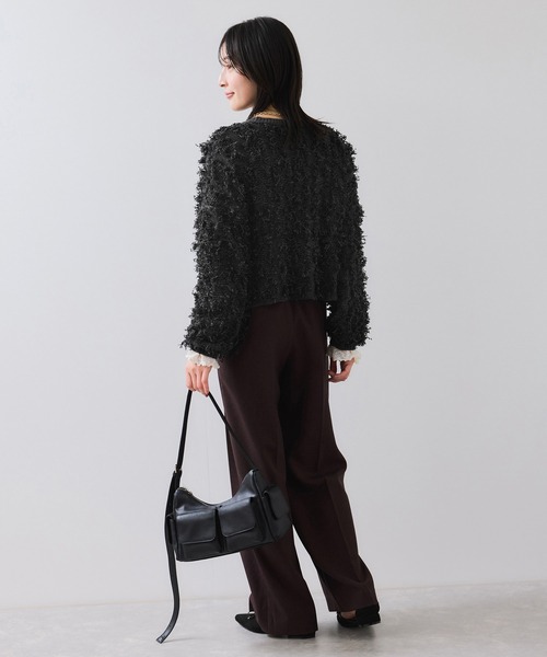 VIS（ビス）の「リボンヤーンフリンジニットプルオーバー（ニット/セーター・レディース・オフホワイト/チャコールグレー/ピンク系その他2・FREE）」の8枚目の写真