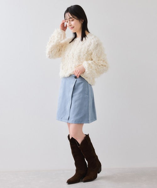 VIS（ビス）の「リボンヤーンフリンジニットプルオーバー（ニット/セーター・レディース・オフホワイト/チャコールグレー/ピンク系その他2・FREE）」の17枚目の写真