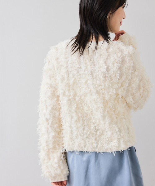 VIS（ビス）の「リボンヤーンフリンジニットプルオーバー（ニット/セーター・レディース・オフホワイト/チャコールグレー/ピンク系その他2・FREE）」の16枚目の写真