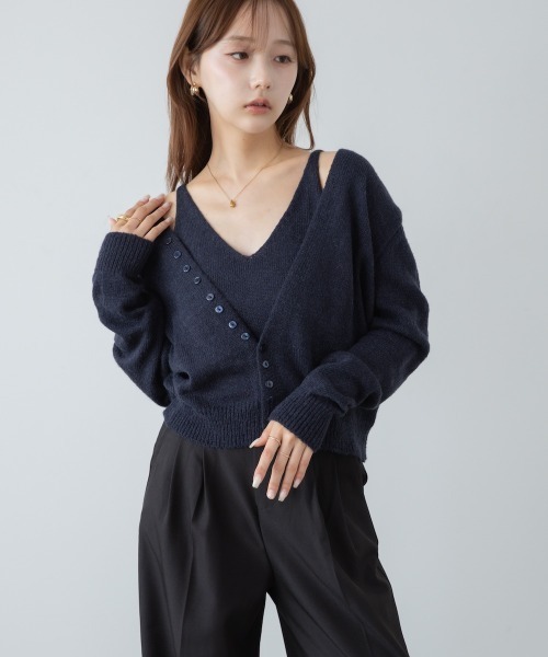 Bab(バブ)の「ボタンデザインキャミSETニット(ニット/セーター・レディース・イエロー/アイボリー/チャコールグレー・FREE)」の19枚目の写真