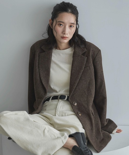feepur（フェピュール）の「ウール混テーラードジャケット（テーラードジャケット・レディース・ベージュ/ブラウン・MEDIUM）」の14枚目の写真