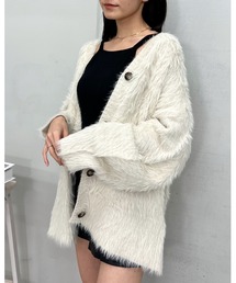 【&soiree】モヘアライクシャギーニットカーディガン