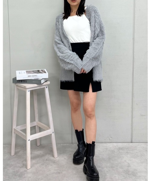 &soiree(アンドソワレ)の「【&soiree】モヘアライクシャギーニットカーディガン(カーディガン/ボレロ・レディース・ブラック/アイボリー/グレー/グリーン・FREE)」の16枚目の写真