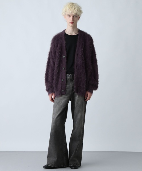 HARE(ハレ)の「ロングシャギーカーディガン(HARE)(カーディガン/ボレロ・メンズ・ブルー/ブラック/パープル/グレー/レッド・SMALL/MEDIUM)」の10枚目の写真