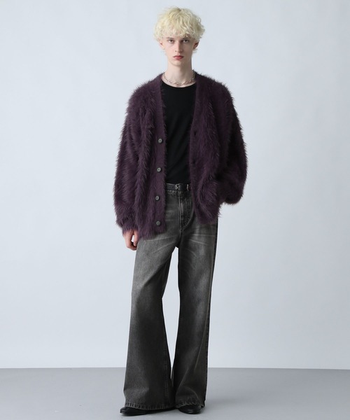 HARE(ハレ)の「ロングシャギーカーディガン(HARE)(カーディガン/ボレロ・メンズ・ブルー/ブラック/パープル/グレー/レッド・SMALL/MEDIUM)」の11枚目の写真