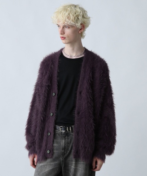 HARE(ハレ)の「ロングシャギーカーディガン(HARE)(カーディガン/ボレロ・メンズ・ブルー/ブラック/パープル/グレー/レッド・SMALL/MEDIUM)」の15枚目の写真