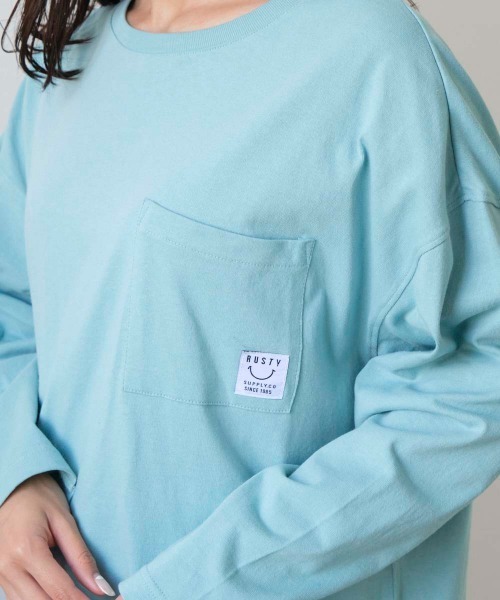 RUSTY(ラスティ)の「【RUSTY:ラスティー】レディースバックプリント胸ポケット長袖ロンT(Tシャツ/カットソー・レディース・ライトブルー/ブラック・MEDIUM)」の13枚目の写真