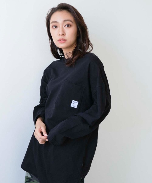 RUSTY(ラスティ)の「【RUSTY:ラスティー】レディースバックプリント胸ポケット長袖ロンT(Tシャツ/カットソー・レディース・ライトブルー/ブラック・MEDIUM)」の8枚目の写真