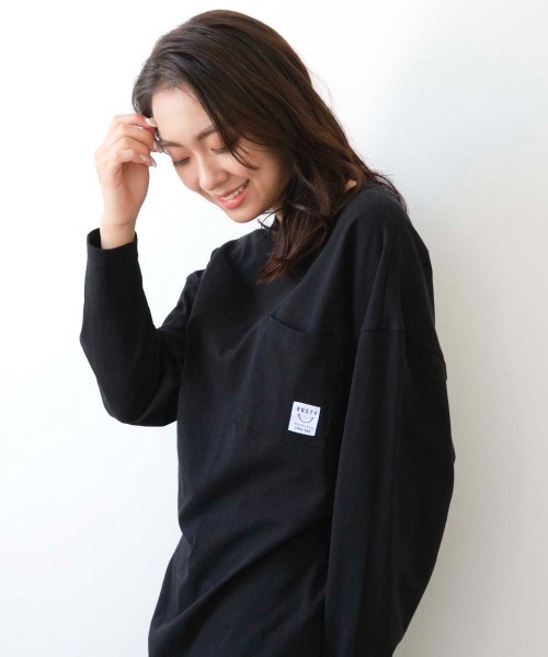 RUSTY(ラスティ)の「【RUSTY:ラスティー】レディースバックプリント胸ポケット長袖ロンT(Tシャツ/カットソー・レディース・ライトブルー/ブラック・MEDIUM)」の9枚目の写真