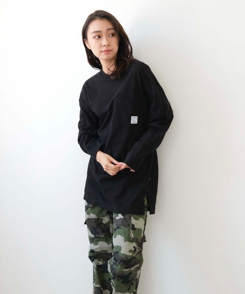 RUSTY(ラスティ)の「【RUSTY:ラスティー】レディースバックプリント胸ポケット長袖ロンT(Tシャツ/カットソー・レディース・ライトブルー/ブラック・MEDIUM)」の10枚目の写真