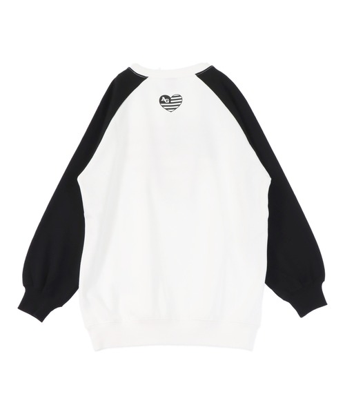 ANAP GｉRL（アナップガール）の「アメリカンハート ラグラン オーバー スウェット（スウェット・キッズ・ブラック/ダークアッシュ/レッド・XS/S/M）」の22枚目の写真