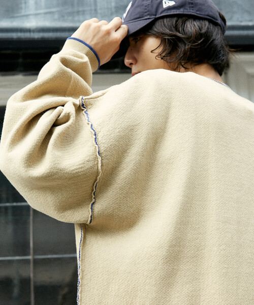 PUBLUX(パブリュクス)の「PUBLUX/パブリュクス 配色ニットカーディガン(限定展開)(カーディガン/ボレロ・メンズ・ベージュ/ブラック/グレー・SMALL/MEDIUM/LARGE)」の17枚目の写真