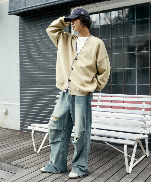 PUBLUX(パブリュクス)の「PUBLUX/パブリュクス 配色ニットカーディガン(限定展開)(カーディガン/ボレロ・メンズ・ベージュ/ブラック/グレー・SMALL/MEDIUM/LARGE)」の20枚目の写真