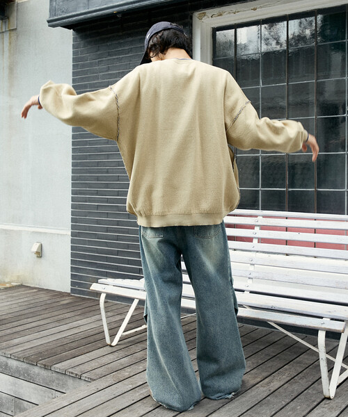 PUBLUX(パブリュクス)の「PUBLUX/パブリュクス 配色ニットカーディガン(限定展開)(カーディガン/ボレロ・メンズ・ベージュ/ブラック/グレー・SMALL/MEDIUM/LARGE)」の21枚目の写真