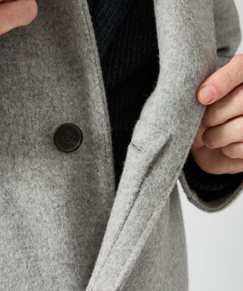 DESIGNWORKS(デザインワークス)の「Super110's バルカラーコート / リバー仕立て(ステンカラーコート・メンズ・グレー・50/48/46/44)」の10枚目の写真