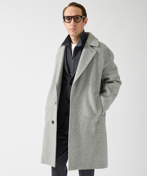 DESIGNWORKS(デザインワークス)の「Super110's バルカラーコート / リバー仕立て(ステンカラーコート・メンズ・グレー・50/48/46/44)」の14枚目の写真