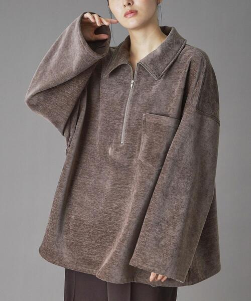 PROVOKE （プロヴォーク）の「provoke（プロヴォーク）ハーフジッププルオーバー（Tシャツ/カットソー・レディース・ブラウン系その他/ライトベージュ・00）」の4枚目の写真