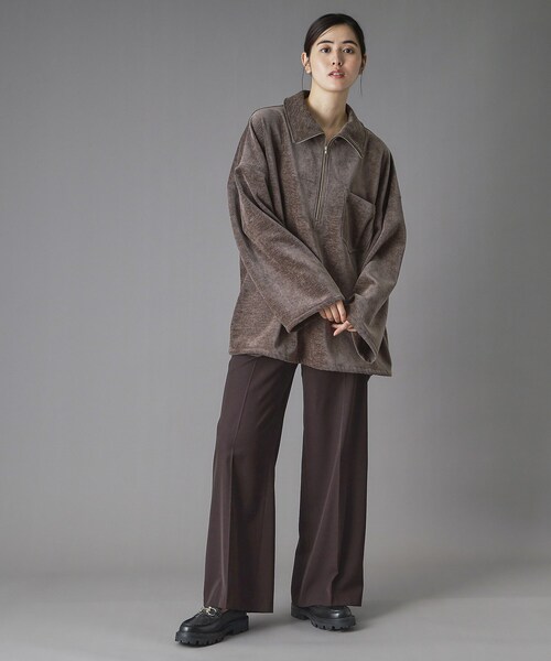 PROVOKE （プロヴォーク）の「provoke（プロヴォーク）ハーフジッププルオーバー（Tシャツ/カットソー・レディース・ブラウン系その他/ライトベージュ・00）」の6枚目の写真