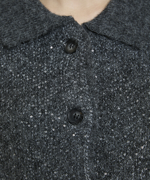 PUBLUX（パブリュクス）の「PUBLUX/パブリュクス スパンコール プレーティング ポロ カーディガン　限定展開（カーディガン/ボレロ・レディース・オフホワイト/チャコールグレー/ベージュ/ブラウン・ﾌﾘ-）」の13枚目の写真