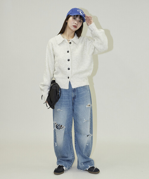 PUBLUX（パブリュクス）の「PUBLUX/パブリュクス スパンコール プレーティング ポロ カーディガン　限定展開（カーディガン/ボレロ・レディース・オフホワイト/チャコールグレー/ベージュ/ブラウン・ﾌﾘ-）」の19枚目の写真