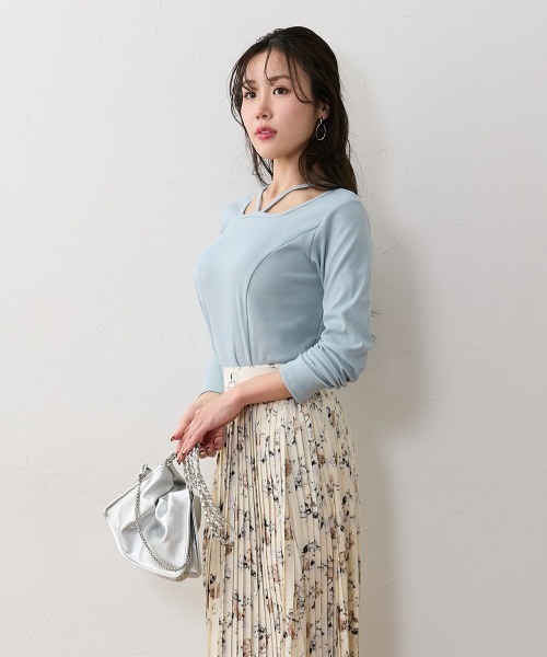 Nissen glamor(ニッセングラマー)の「【大きい胸専用】選べる衿デザイン美ラインスクエアネックリブトップス(ストラップ付・ストラップなし)(Tシャツ/カットソー・レディース・ピンク系1/ピンク系2/ブラック系1/ブラック系2/サックスブルー系1/サックスブルー系2・M/L/LL)」の17枚目の写真