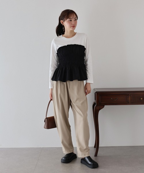 BLUEEAST(ブルーイースト)の「シャーリングビスチェドッキングカットソー(Tシャツ/カットソー・レディース・グレー/ブラック・MEDIUM)」の16枚目の写真