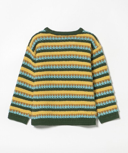 BEAMS mini（ビームスミニ）の「透かし編み ボーダー ニット 2025FW（90～140cm）（ニット/セーター・キッズ・グリーン/オレンジ系その他6・130/120/110/100/90/140）」の6枚目の写真