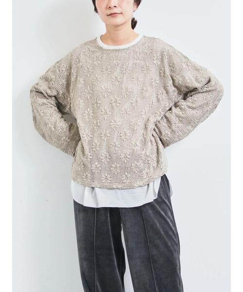 SM2(エスエムツー)の「透かし柄ふくれジャカードプルオーバー(Tシャツ/カットソー・レディース・ブラック/グレー/キナリ・F)」の3枚目の写真