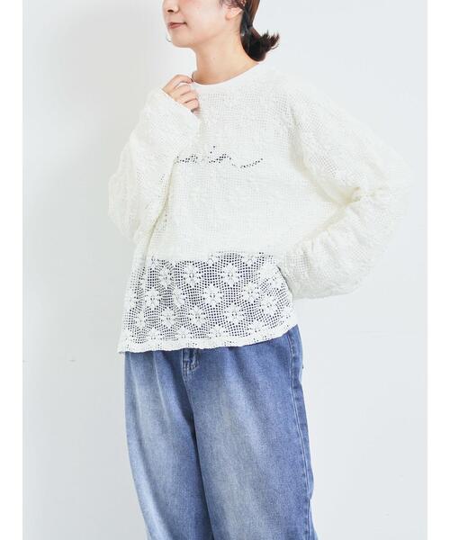 SM2(エスエムツー)の「透かし柄ふくれジャカードプルオーバー(Tシャツ/カットソー・レディース・ブラック/グレー/キナリ・F)」の2枚目の写真