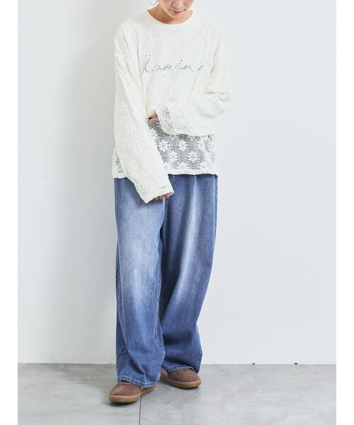 SM2(エスエムツー)の「透かし柄ふくれジャカードプルオーバー(Tシャツ/カットソー・レディース・ブラック/グレー/キナリ・F)」の6枚目の写真