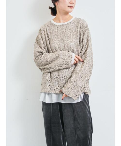 SM2(エスエムツー)の「透かし柄ふくれジャカードプルオーバー(Tシャツ/カットソー・レディース・ブラック/グレー/キナリ・F)」の10枚目の写真