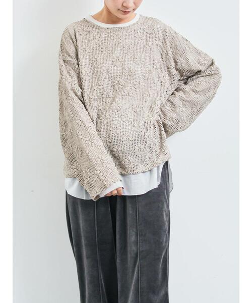 SM2(エスエムツー)の「透かし柄ふくれジャカードプルオーバー(Tシャツ/カットソー・レディース・ブラック/グレー/キナリ・F)」の11枚目の写真
