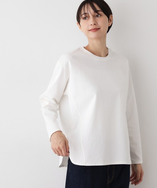 Dessin(デッサン)の「【美シルエット/洗える】切替カットソー(Tシャツ/カットソー・レディース・ブラック/ホワイト系・01/02/03)」の4枚目の写真