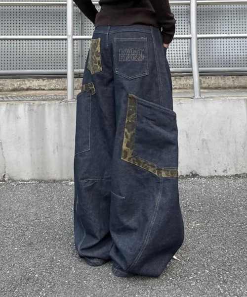 Lilamusant(リラミュゾン)の「【Lilamusant(リラミュゾン)】ヴィンテージライクレオパード柄異素材パッチバギーパンツ ワイドパンツ Y2K MZ 韓国ストリート(デニムパンツ・レディース・ブルー/インディゴブルー・L/S/M)」の6枚目の写真