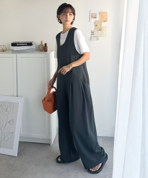 Java(ジャバ)の「《JaVaジャバコラボ》上品カットジョーゼットで大人のリラックス感♪Uネックオールインワン(サロペット/オーバーオール・レディース・アイボリー/ブラック/チャコール・X-LARGE/SMALL/MEDIUM/LARGE)」の11枚目の写真