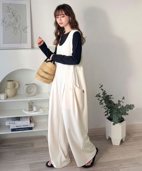 Java(ジャバ)の「《JaVaジャバコラボ》上品カットジョーゼットで大人のリラックス感♪Uネックオールインワン(サロペット/オーバーオール・レディース・アイボリー/ブラック/チャコール・X-LARGE/SMALL/MEDIUM/LARGE)」の19枚目の写真