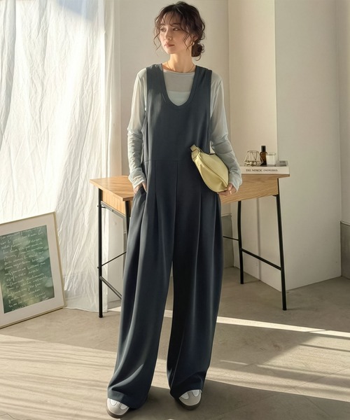 Java(ジャバ)の「《JaVaジャバコラボ》上品カットジョーゼットで大人のリラックス感♪Uネックオールインワン(サロペット/オーバーオール・レディース・アイボリー/ブラック/チャコール・X-LARGE/SMALL/MEDIUM/LARGE)」の9枚目の写真