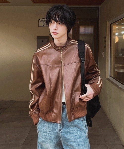 セール】【25年秋冬新作】ダブルジップサイドライン オーバーサイズ PU